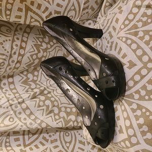 Carole Little peep toe heel with cutouts